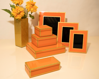 Orange with Shine Gold Leaf Trim - Picture Frame - PF-4OSGLT