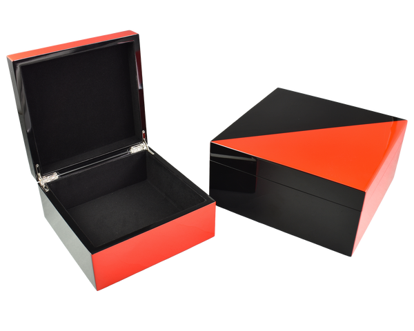 Hinged Boxes Set of 2 - Red "N" Black