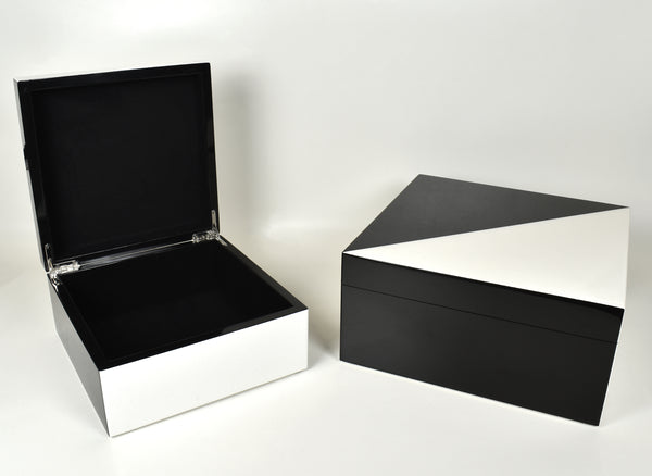 Hinged Boxes Set of 2 - White "N" Black