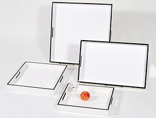 White with Black Trim - 22" Square Tray