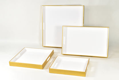 White with Outside Shine Gold Leaf - 22" Square Tray - L-35WOSGL