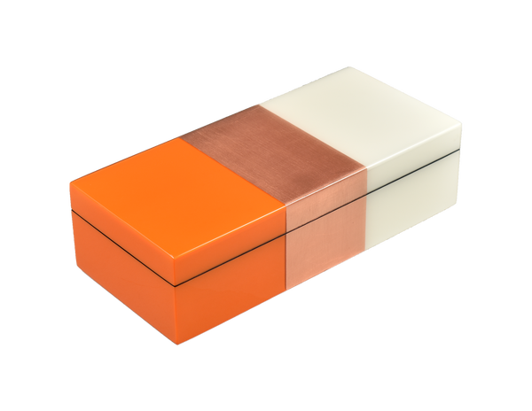 Orange, Copper And White - Pencil Box - L-30OCW