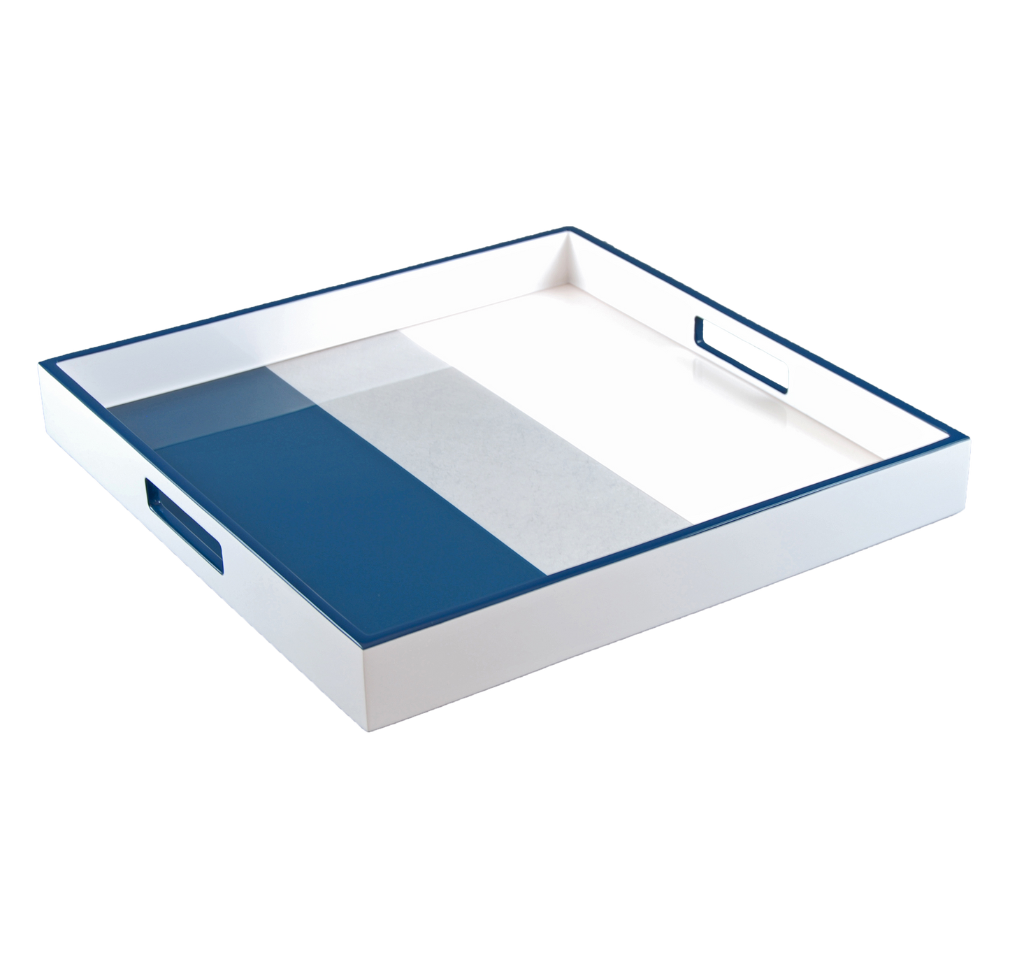 Navy Shine White - Square Serving Tray - L-48NSW