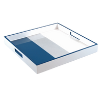 Navy Shine White - Square Serving Tray - L-48NSW