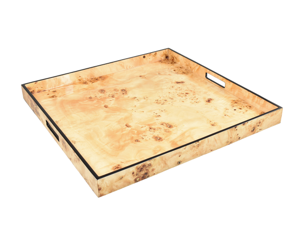 Mappa Burl with Black Trim - Large Square Serving Tray - L-35MBT
