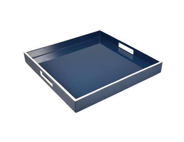 Navy Blue with White - Square Serving Tray - L-48NBWT