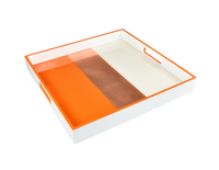 Orange, Copper with White - 16" Square Tray - L-48OCW